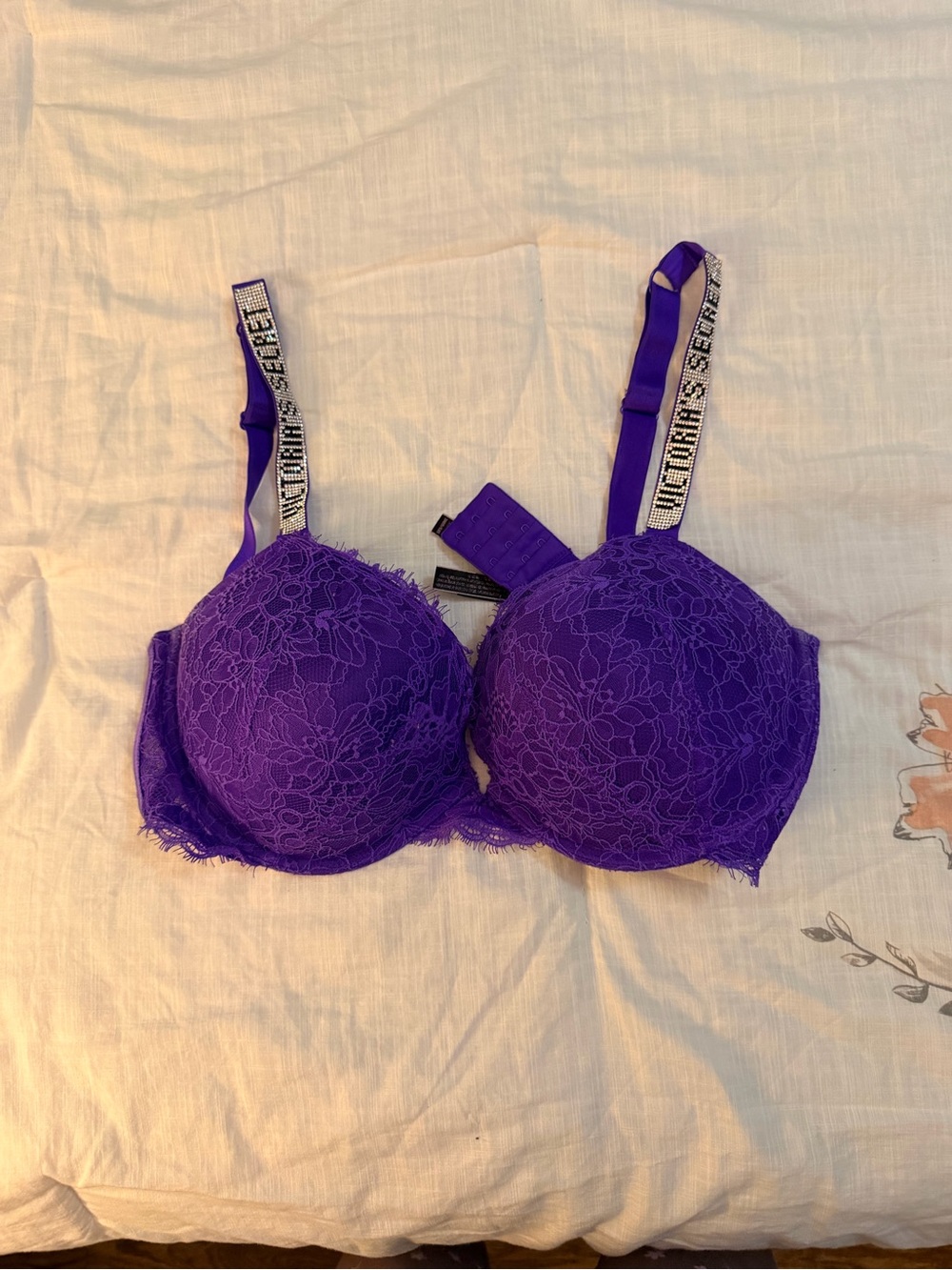 Victoria's Secret Purple Lace Push-Up Bra with Branded Straps